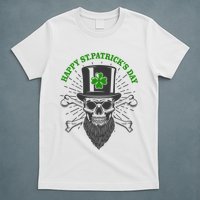 Happy St Patricks Day Irish Clover Skull Beard T-Shirt