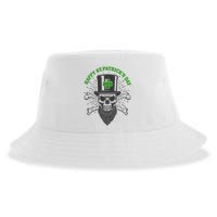 Happy St Patricks Day Irish Clover Skull Beard Sustainable Bucket Hat