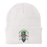 Happy St Patricks Day Irish Clover Skull Beard Beanie