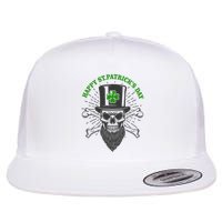Happy St Patricks Day Irish Clover Skull Beard Flat Bill Trucker Hat