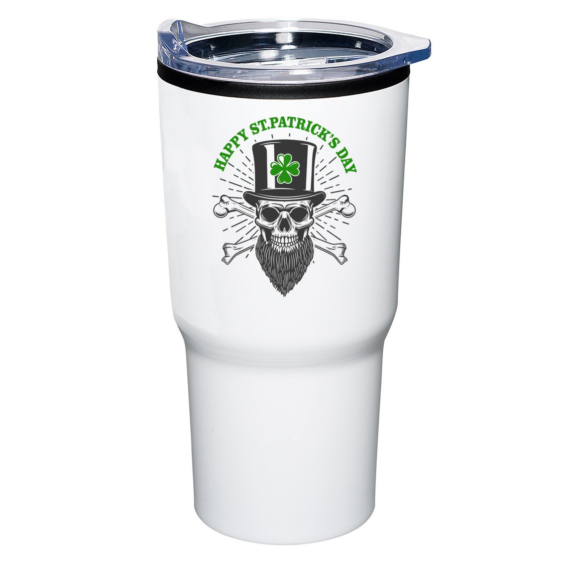 Happy St Patricks Day Irish Clover Skull Beard Tumbler