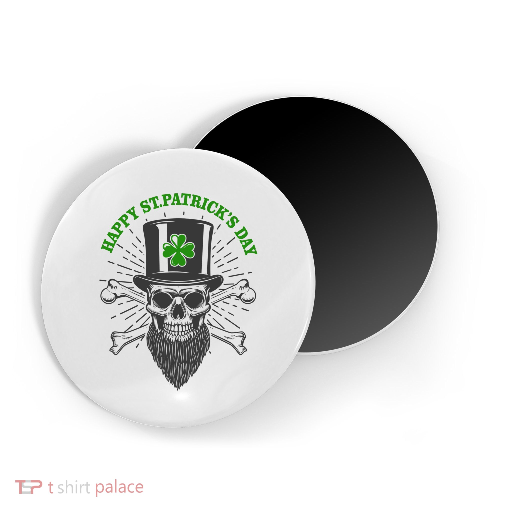 Happy St Patricks Day Irish Clover Skull Beard Magnet
