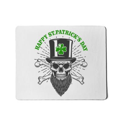 Happy St Patricks Day Irish Clover Skull Beard Mousepad