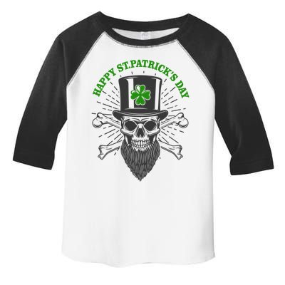 Happy St Patricks Day Irish Clover Skull Beard Toddler Fine Jersey T-Shirt