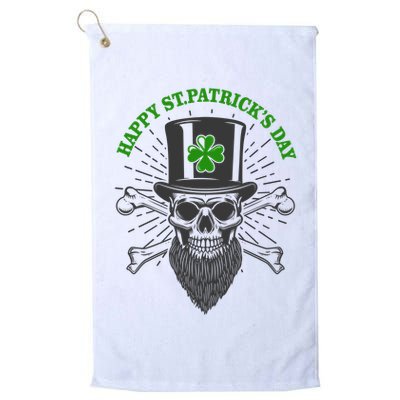 Happy St Patricks Day Irish Clover Skull Beard Golf Towel