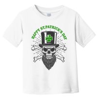 Happy St Patricks Day Irish Clover Skull Beard Toddler T-Shirt