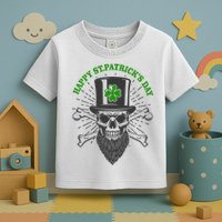 Happy St Patricks Day Irish Clover Skull Beard Toddler T-Shirt