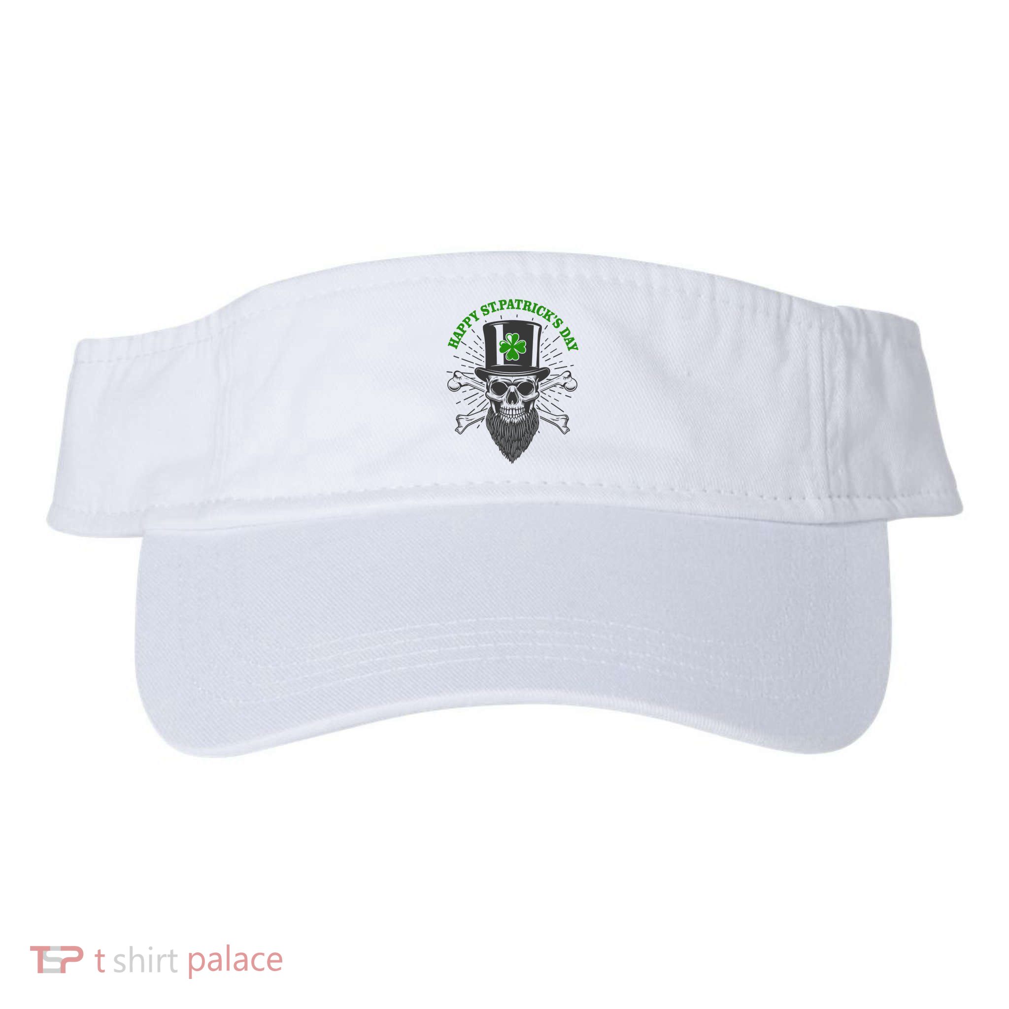 Happy St Patricks Day Irish Clover Skull Beard Visor