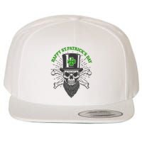 Happy St Patricks Day Irish Clover Skull Beard Wool Snapback Cap