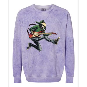 Halloween Skeleton Playing Guitar Rock And Roll Band Colorblast Crewneck Sweatshirt