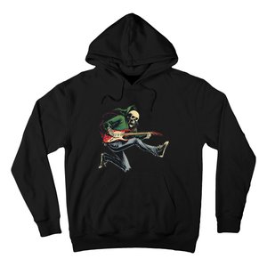 Halloween Skeleton Playing Guitar Rock And Roll Band Hoodie