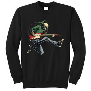 Halloween Skeleton Playing Guitar Rock And Roll Band Sweatshirt