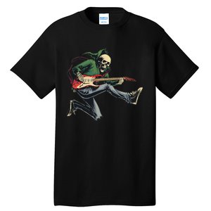 Halloween Skeleton Playing Guitar Rock And Roll Band Tall T-Shirt