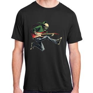 Halloween Skeleton Playing Guitar Rock And Roll Band Adult ChromaSoft Performance T-Shirt