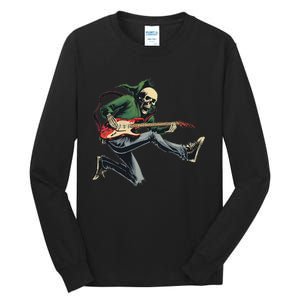 Halloween Skeleton Playing Guitar Rock And Roll Band Tall Long Sleeve T-Shirt