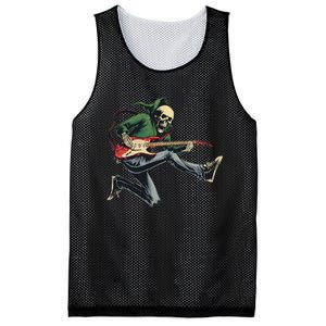 Halloween Skeleton Playing Guitar Rock And Roll Band Mesh Reversible Basketball Jersey Tank