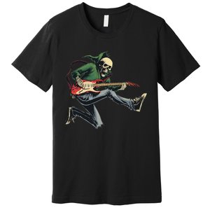 Halloween Skeleton Playing Guitar Rock And Roll Band Premium T-Shirt