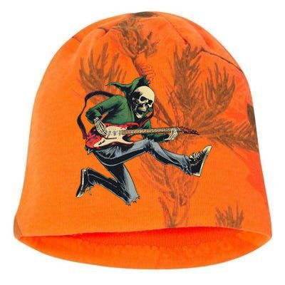 Halloween Skeleton Playing Guitar Rock And Roll Band Kati - Camo Knit Beanie