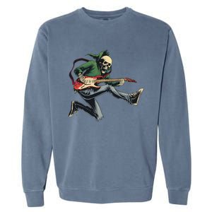 Halloween Skeleton Playing Guitar Rock And Roll Band Garment-Dyed Sweatshirt