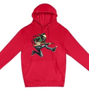 Halloween Skeleton Playing Guitar Rock And Roll Band Premium Pullover Hoodie