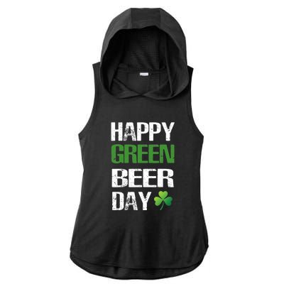 Happy St Patrick's Day Funny Green Beer Irish Drinking Ladies PosiCharge Tri-Blend Wicking Draft Hoodie Tank