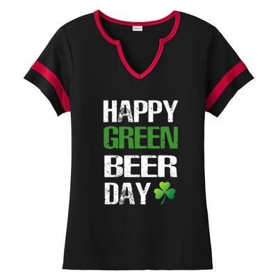 Happy St Patrick's Day Funny Green Beer Irish Drinking Ladies Halftime Notch Neck Tee