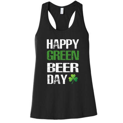 Happy St Patrick's Day Funny Green Beer Irish Drinking Women's Racerback Tank