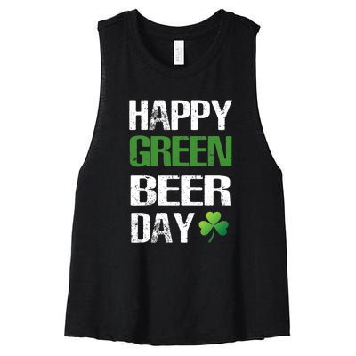 Happy St Patrick's Day Funny Green Beer Irish Drinking Women's Racerback Cropped Tank