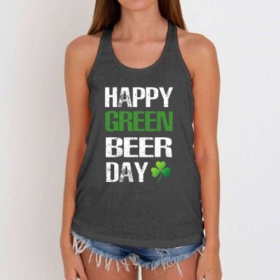 Happy St Patrick's Day Funny Green Beer Irish Drinking Women's Knotted Racerback Tank