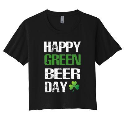 Happy St Patrick's Day Funny Green Beer Irish Drinking Women's Crop Top Tee