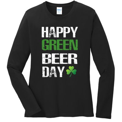 Happy St Patrick's Day Funny Green Beer Irish Drinking Ladies Long Sleeve Shirt