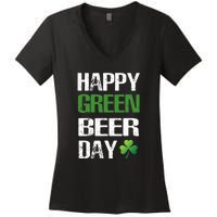 Happy St Patrick's Day Funny Green Beer Irish Drinking Women's V-Neck T-Shirt