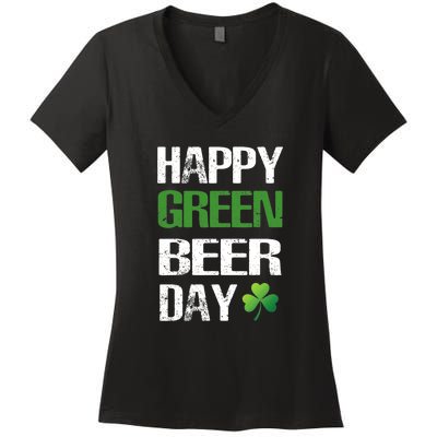 Happy St Patrick's Day Funny Green Beer Irish Drinking Women's V-Neck T-Shirt