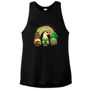 Happy St Patrick's Day Gnomes Rainbow Lucky Clover Shamrock Ladies PosiCharge Tri-Blend Wicking Tank