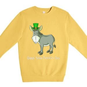 Happy Saint Patrick's Day For Cute Donkey Lover Premium Crewneck Sweatshirt