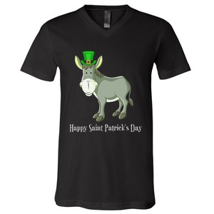 Happy Saint Patrick's Day For Cute Donkey Lover V-Neck T-Shirt