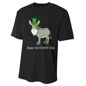 Happy Saint Patrick's Day For Cute Donkey Lover Performance Sprint T-Shirt