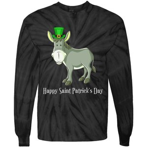 Happy Saint Patrick's Day For Cute Donkey Lover Tie-Dye Long Sleeve Shirt