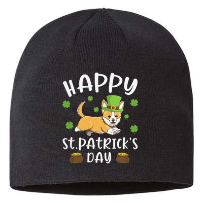 Happy St. Patrick's Day Funy Saint Patricks Corgi Dog Gift Sustainable Beanie