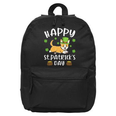 Happy St. Patrick's Day Funy Saint Patricks Corgi Dog Gift 16 in Basic Backpack