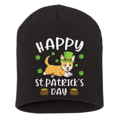 Happy St. Patrick's Day Funy Saint Patricks Corgi Dog Gift Short Acrylic Beanie