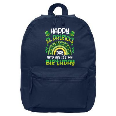 Happy St Patricks Day Its My Birthday Irish Shamrock Rainbow 16 in Basic Backpack