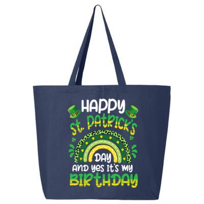 Happy St Patricks Day Its My Birthday Irish Shamrock Rainbow 25L Jumbo Tote