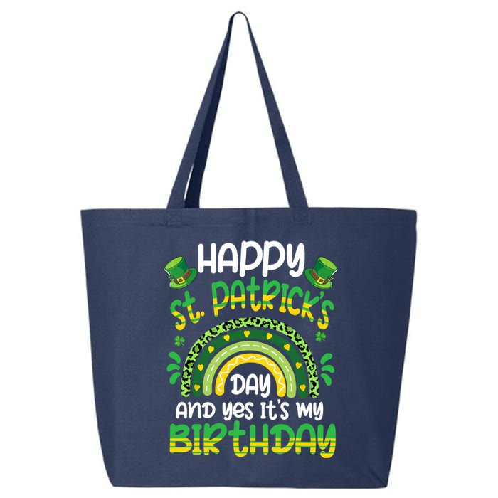 Happy St Patricks Day Its My Birthday Irish Shamrock Rainbow 25L Jumbo Tote