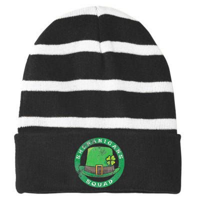 Happy St. Patrick's Day Funny Saint Patrick Irish Striped Beanie with Solid Band