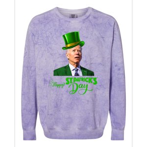 Happy St Patricks Day Leprechaun Joe Biden Tee For Men Women Colorblast Crewneck Sweatshirt