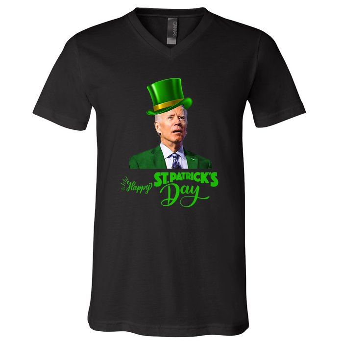 Happy St Patricks Day Leprechaun Joe Biden Tee For Men Women V-Neck T-Shirt