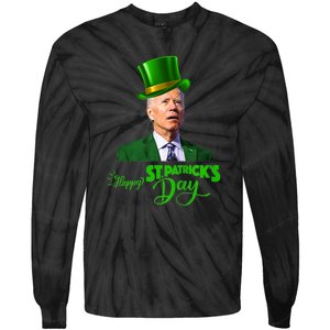 Happy St Patricks Day Leprechaun Joe Biden Tee For Men Women Tie-Dye Long Sleeve Shirt