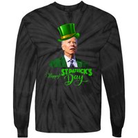 Happy St Patricks Day Leprechaun Joe Biden Tee For Men Women Tie-Dye Long Sleeve Shirt