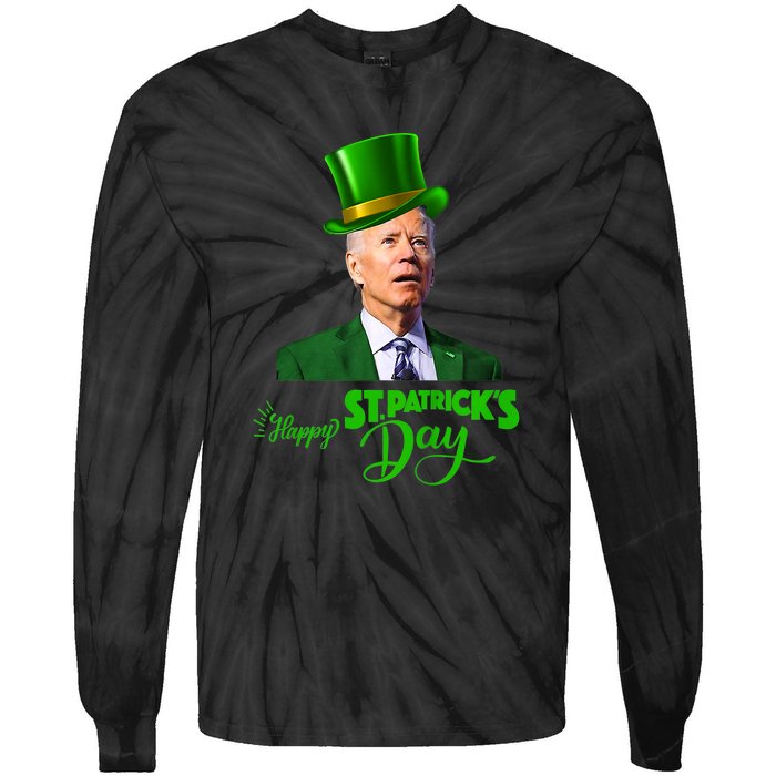 Happy St Patricks Day Leprechaun Joe Biden Tee For Men Women Tie-Dye Long Sleeve Shirt